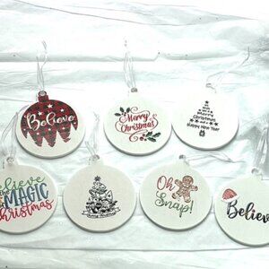 Set of 7 Lightweight Wooden Ornaments-New!